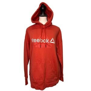 Reebok Red Hoodie Women’s Small Pullover Sweatshirt Logo Front